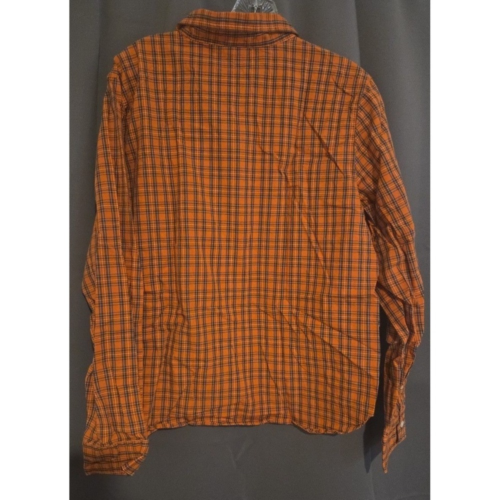 Mountain Lake Orange Plaid Button Down, 100% Cotton Long Sleeve Shirt Women's XL - Picture 4 of 9